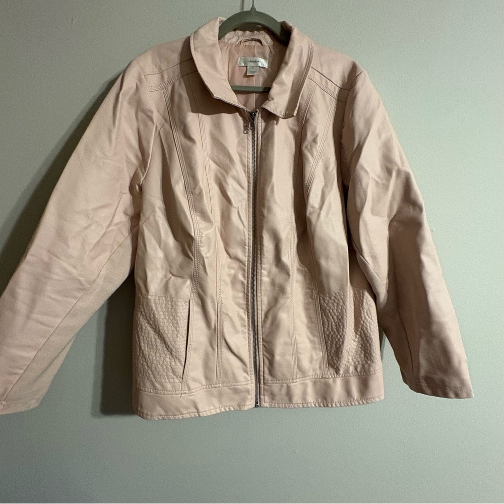 CJ Banks Plus Size Faux Leather Utility Moto Biker Jacket